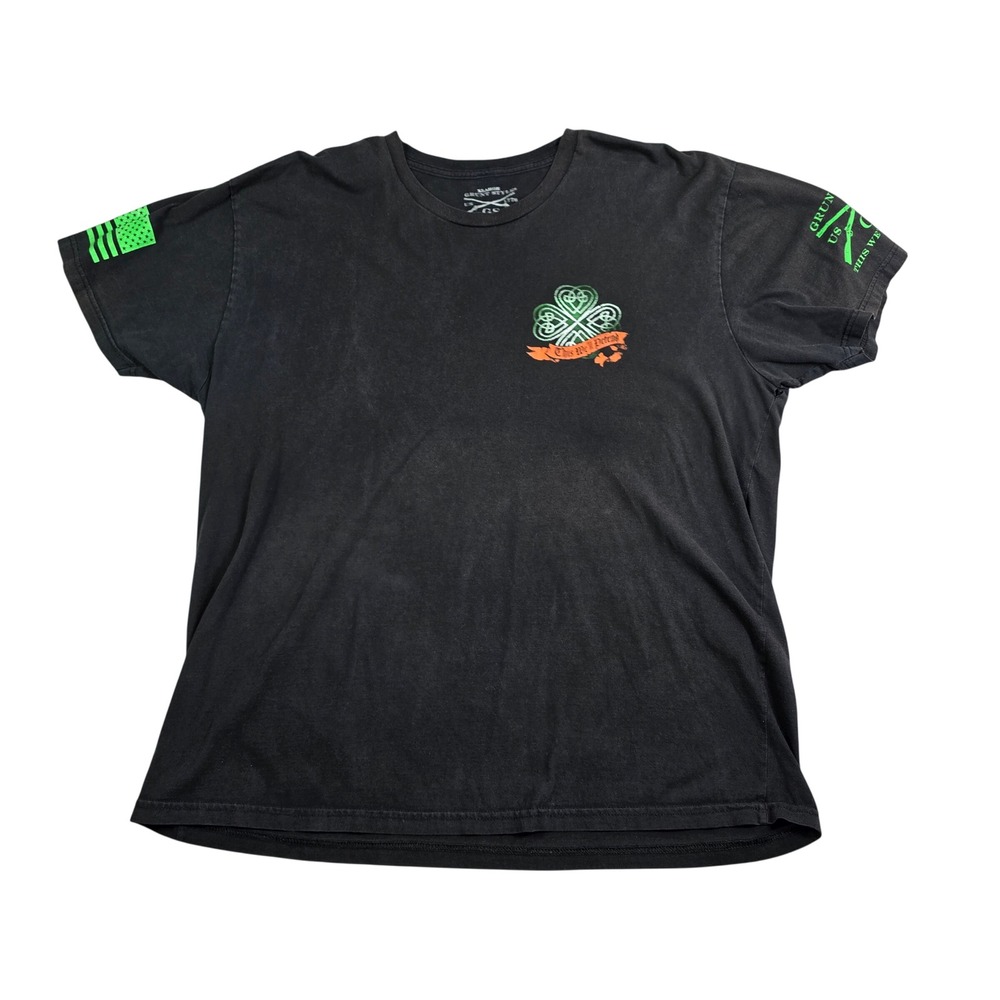 Grunt Style T-Shirt Mens XL Black Irish Shamrock Flag Graphic This We'll Defend